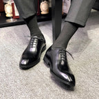 Black Leather Lucca Brogue Oxford - Italian