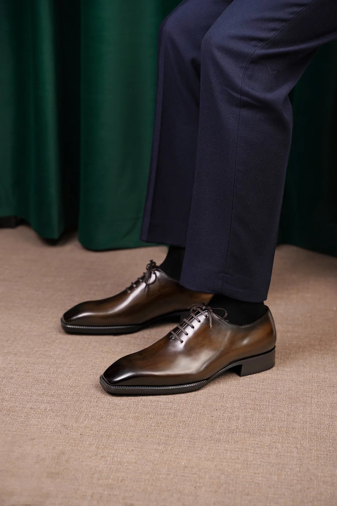 Brown Leather Pisa Wholecut Oxford - Italian