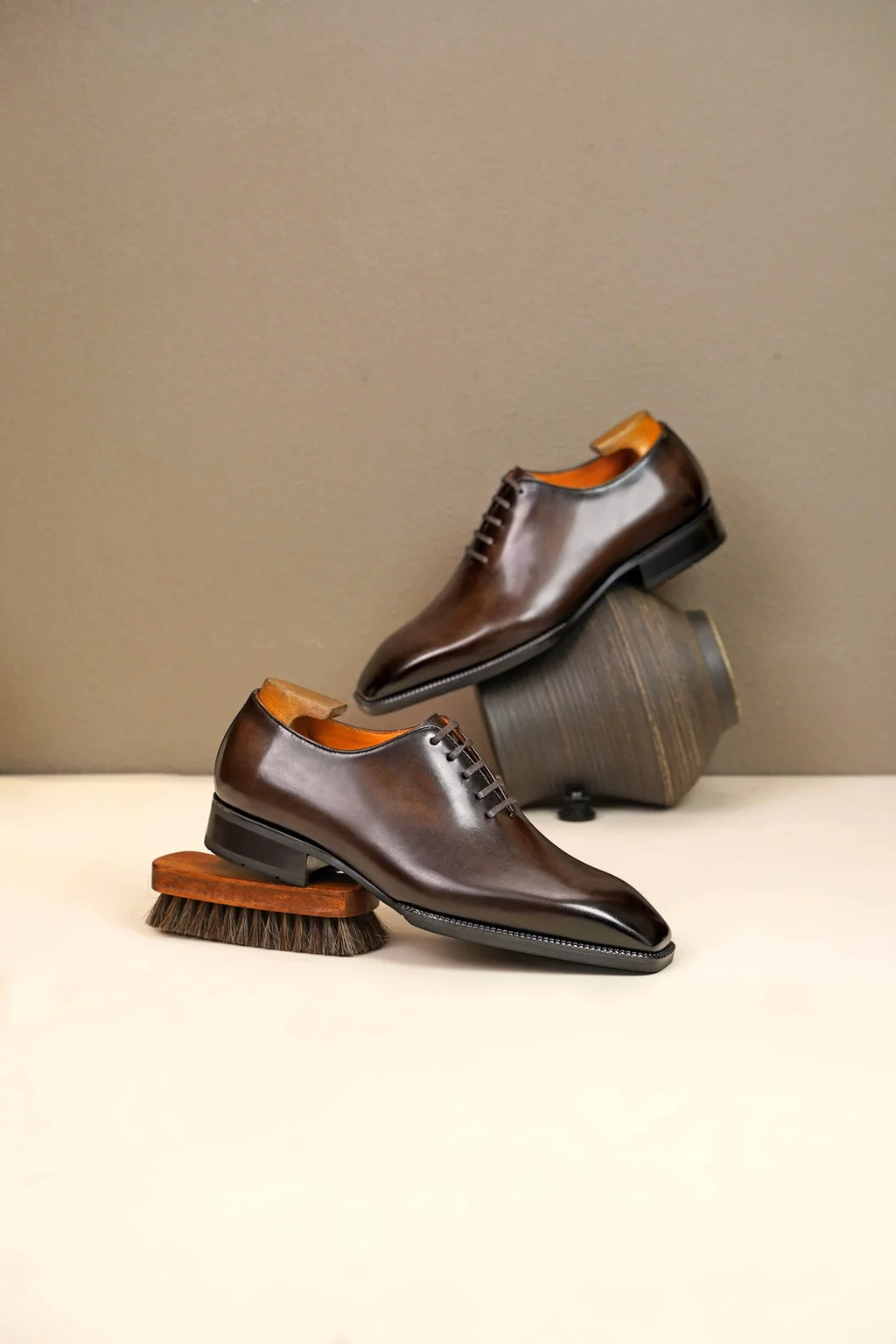 Brown Leather Pisa Wholecut Oxford - Italian