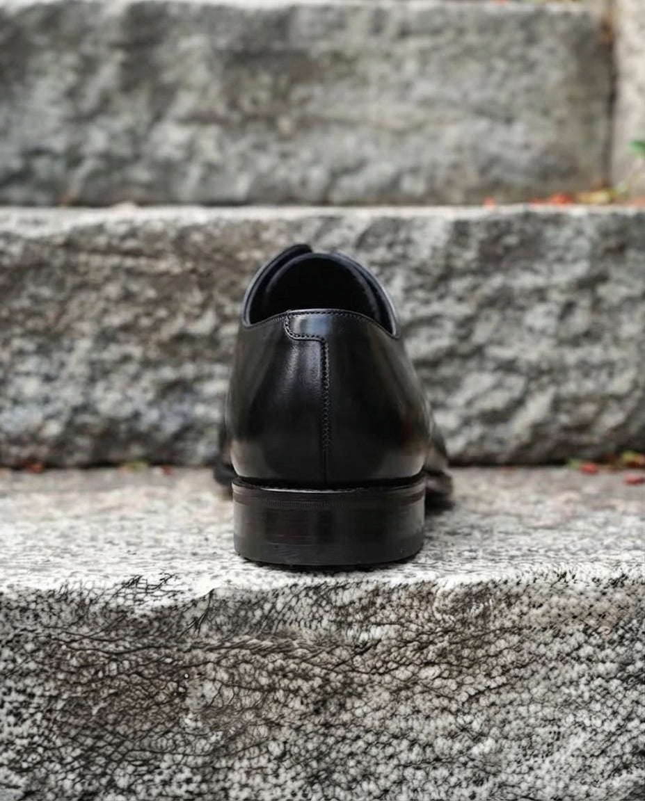Black Leather Dominic Brogue Oxford - Italian