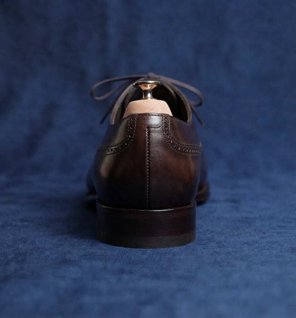 Brown Leather Lorenzo Brogue Oxford - Italian