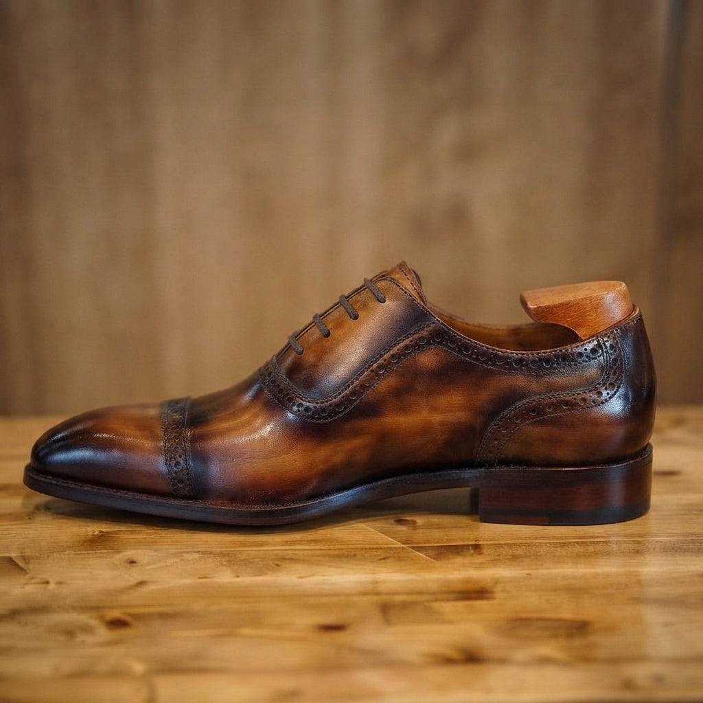 Tan Leather Rafael Brogue Oxford - Italian