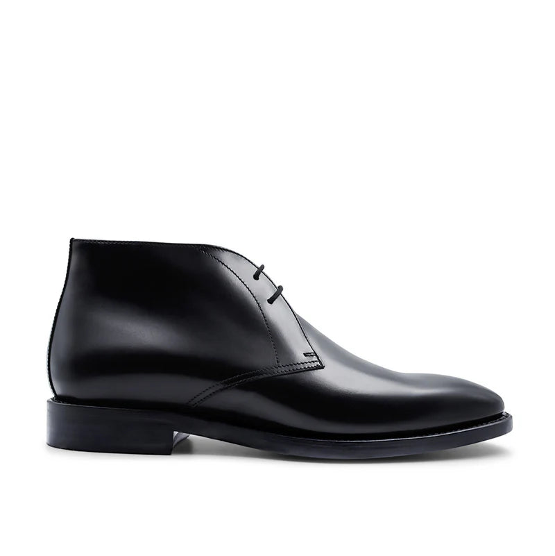 Black Leather Claudio Chukka Boot - Italian