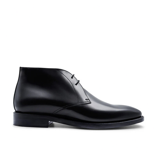 Black Leather Claudio Chukka Boot - Italian