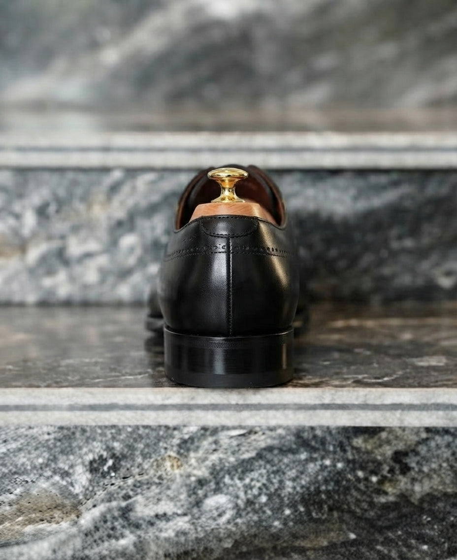 Black Leather Federico Brogue Oxford - Italian
