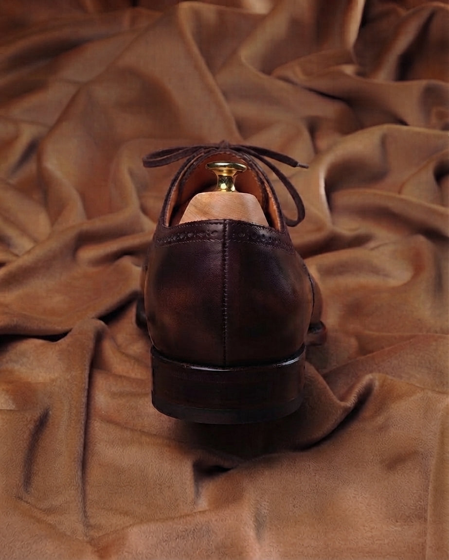 Brown Leather Marco Brogue Oxford - Italian