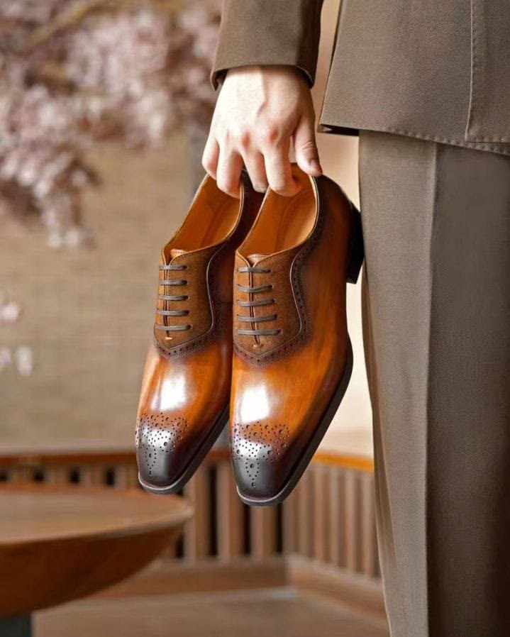 Tan Leather Amalfi Brogue Oxford - Italian