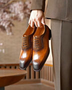 Tan Leather Amalfi Brogue Oxford - Italian