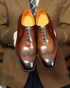Brown Leather Trieste Brogue Oxford - Italian