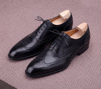 Black Leather Sebastian Brogue Oxford - Italian