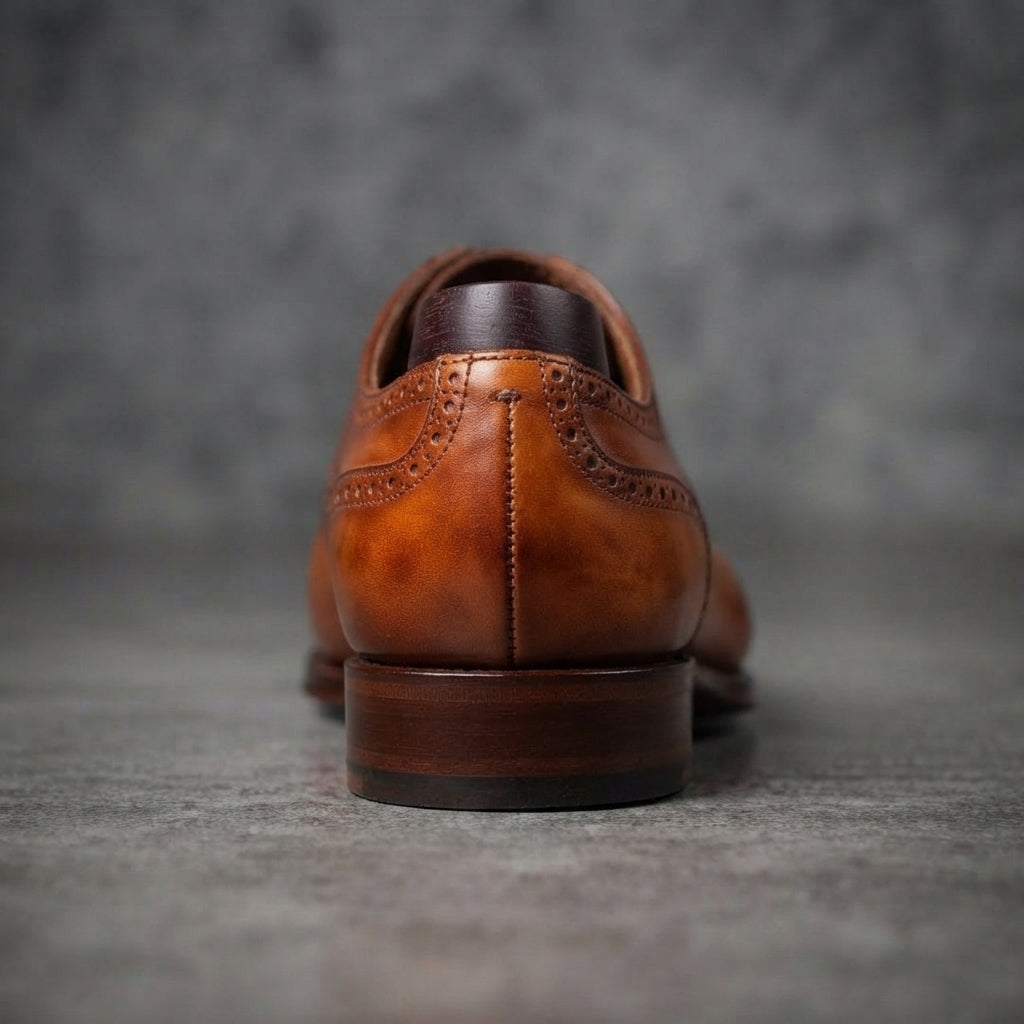 Tan Leather Enzo Brogue Oxford - Italian