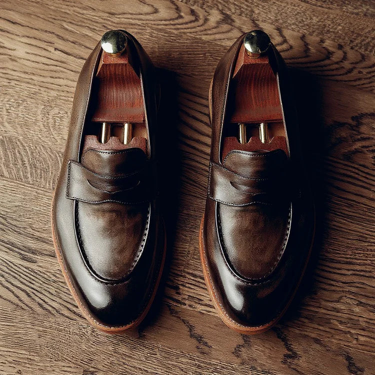 Brown Leather Bologna Penny Loafer