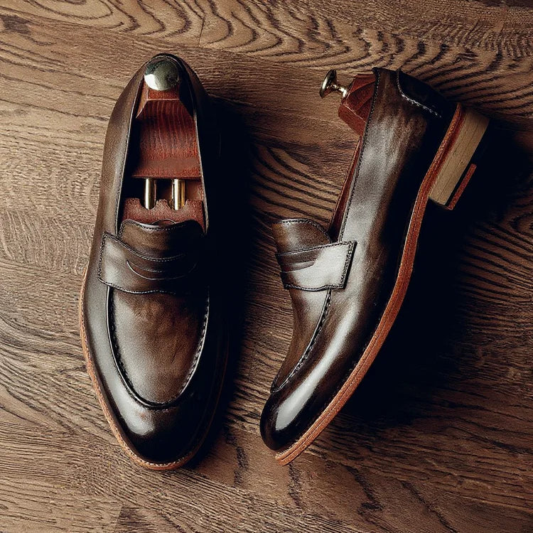 Brown Leather Bologna Penny Loafer