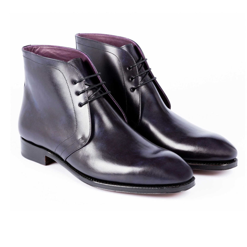 Navy Blue Leather Dorevan Chukka Boots