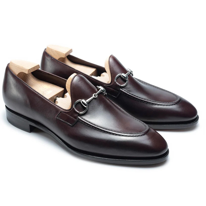 Dark Brown Leather Lorvello Horse Bit Loafers