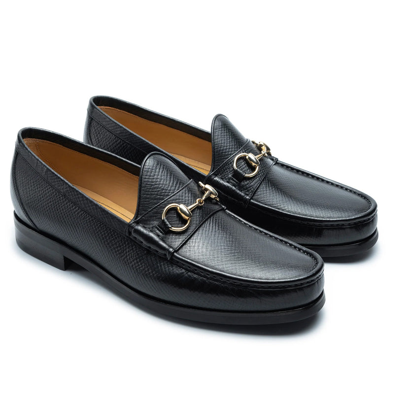 Black Leather Ravino Horse Bit Loafers