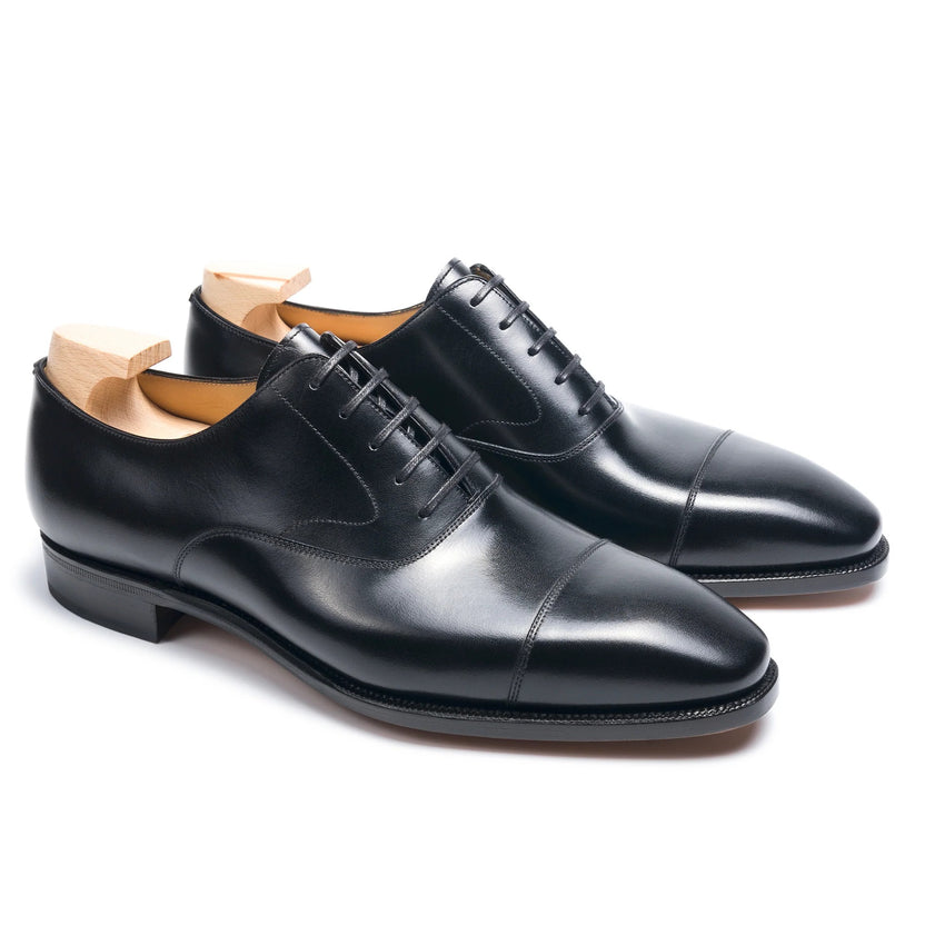 Black Leather Bellano Toe Cap Oxfords