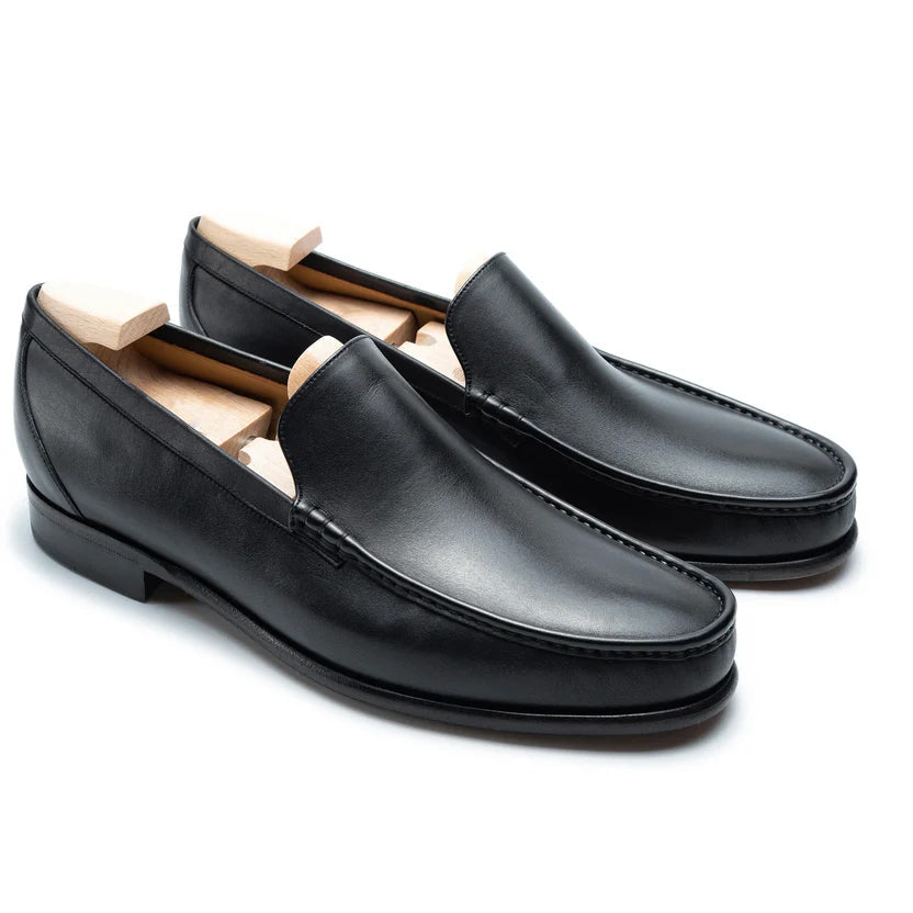 Black Leather Valero Penny Loafers