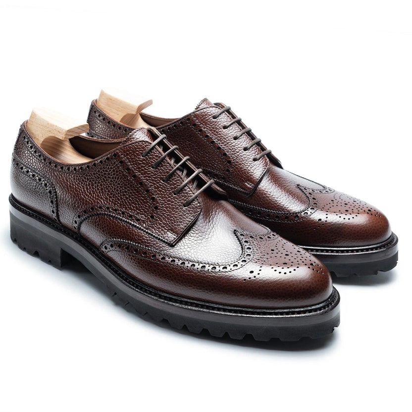 Dark Brown Leather Bellvani Brogue Derby Shoes