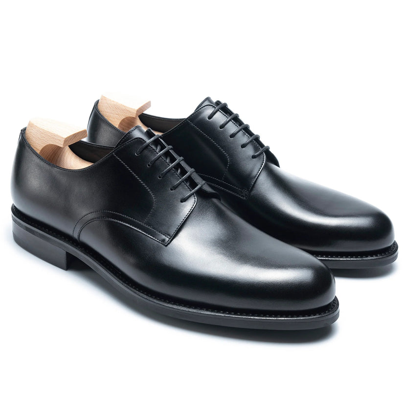Black Leather Davero Derby Shoes