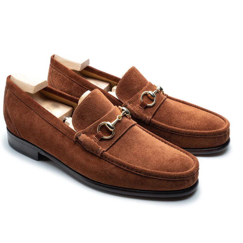 Brown Suede Orlento Horse Bit Loafers