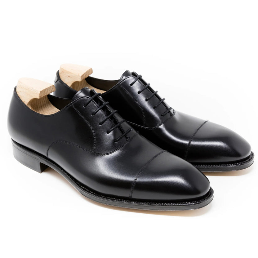 Black Leather Dantino Toe Cap Oxfords