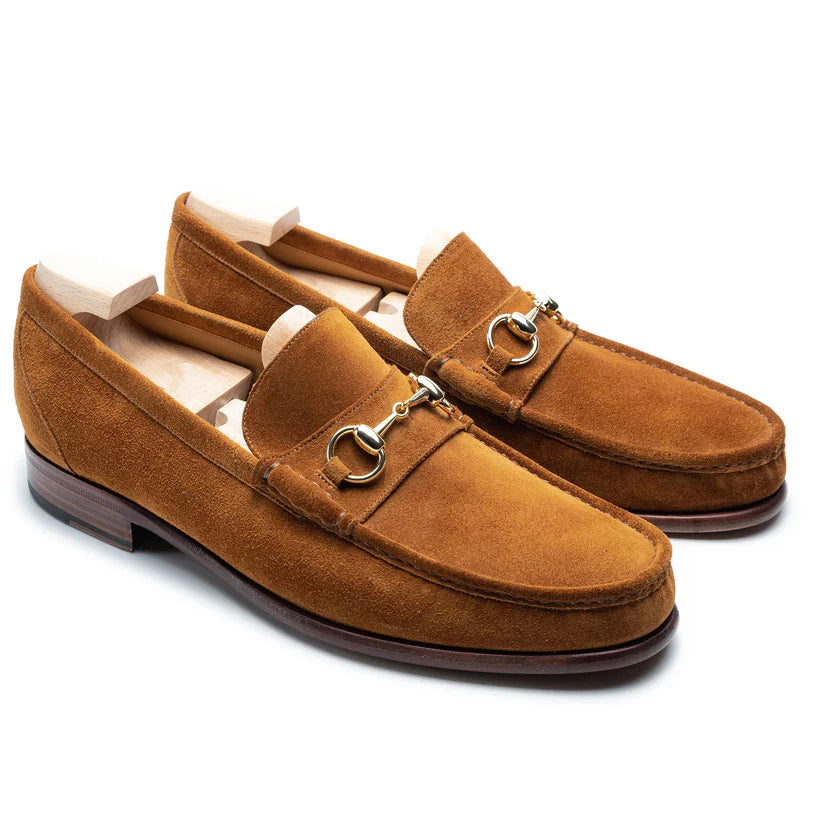 Tan Suede Zantino Horse Bit Loafers