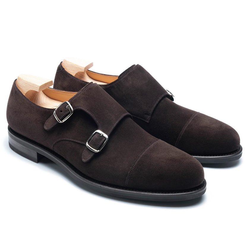 Brown Suede Novero Monk Strap Shoes
