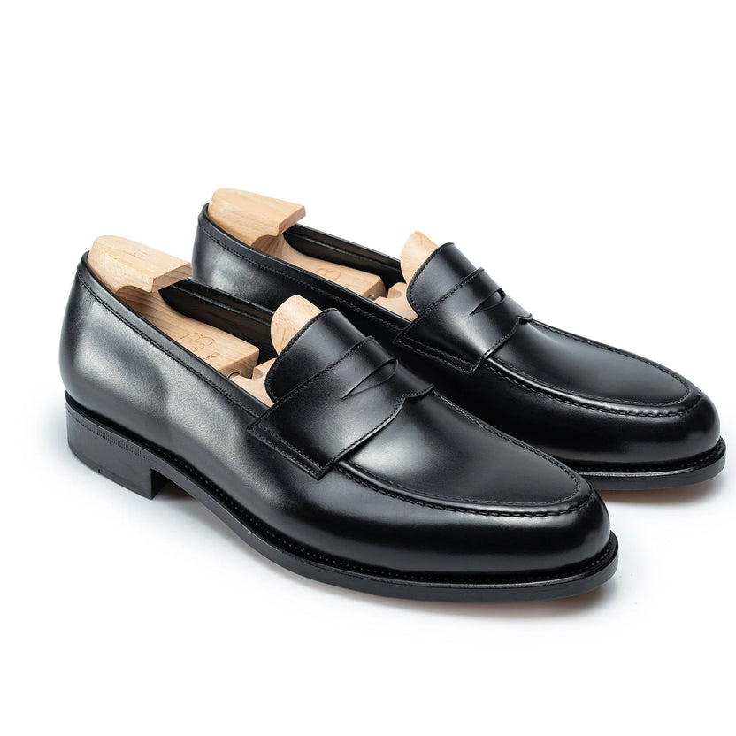 Black Leather Delvano Penny Loafers