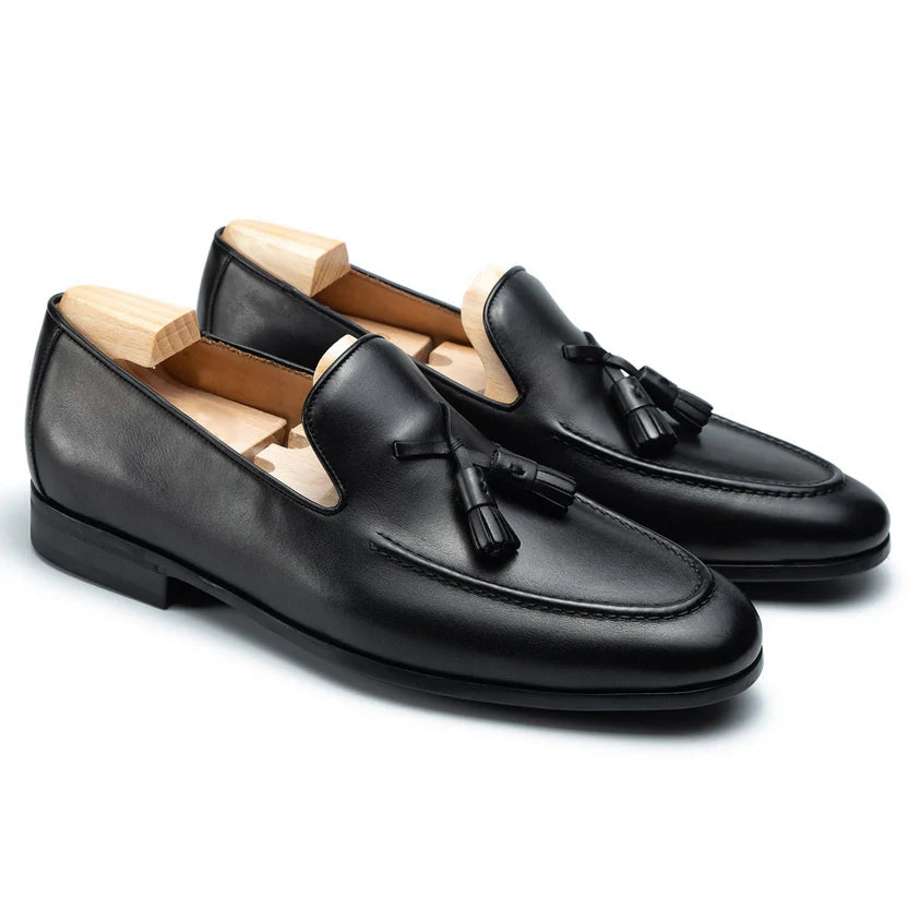 Black Leather Torrello Penny Loafers