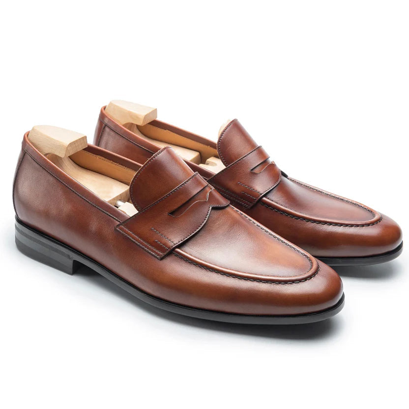 Brown Leather Velvani Penny Loafers