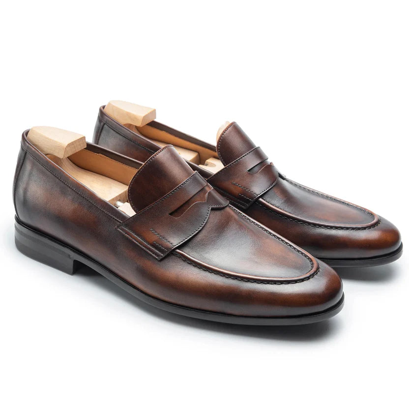 Dark Brown Leather Corenzo Penny Loafers