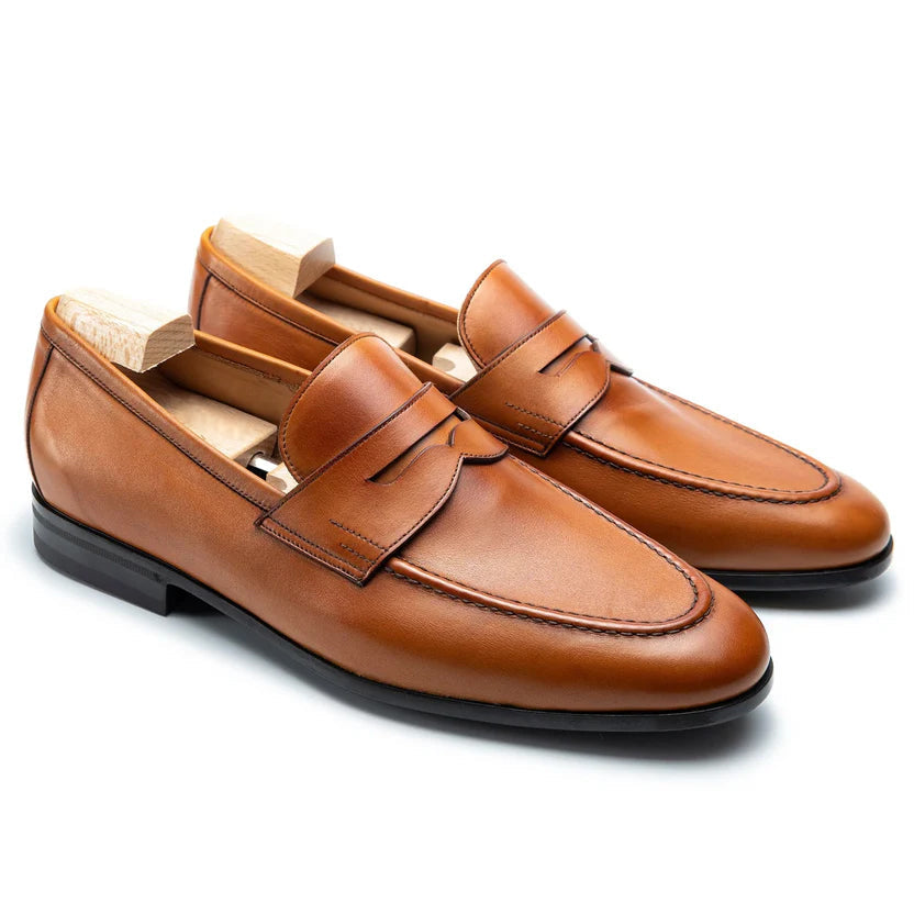 Tan Leather Zanvero Penny Loafers