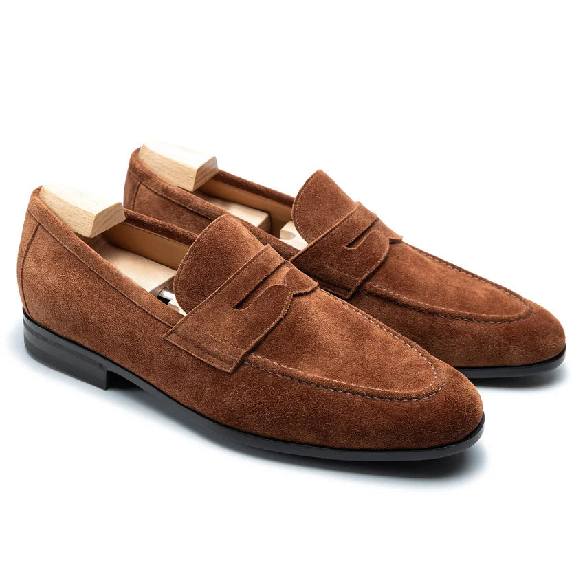Brown Suede Virello Penny Loafers