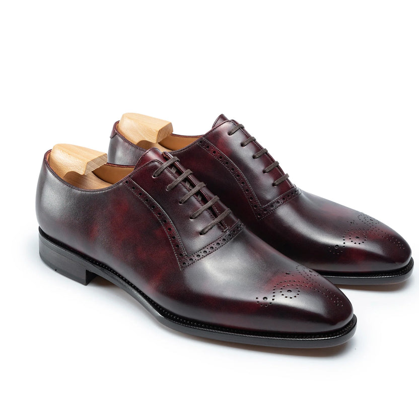 Burgundy Brown Leather Lucaro Brogue Oxfords
