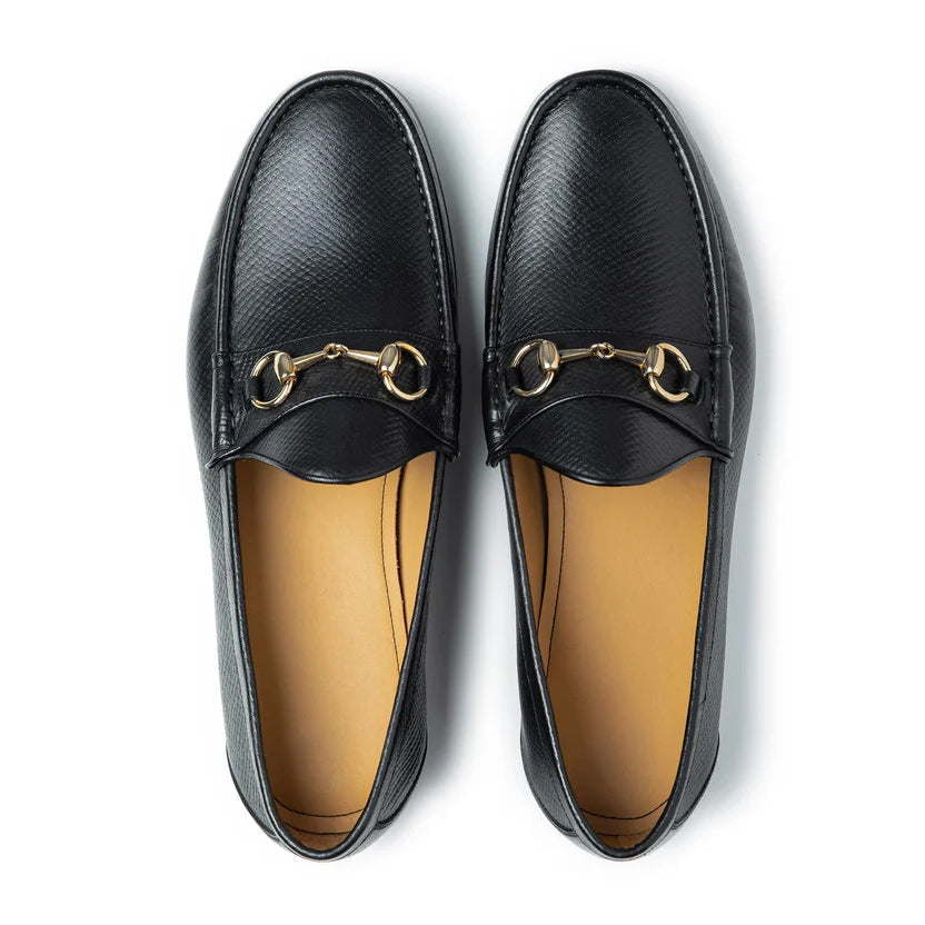 Black Leather Ravino Horse Bit Loafers