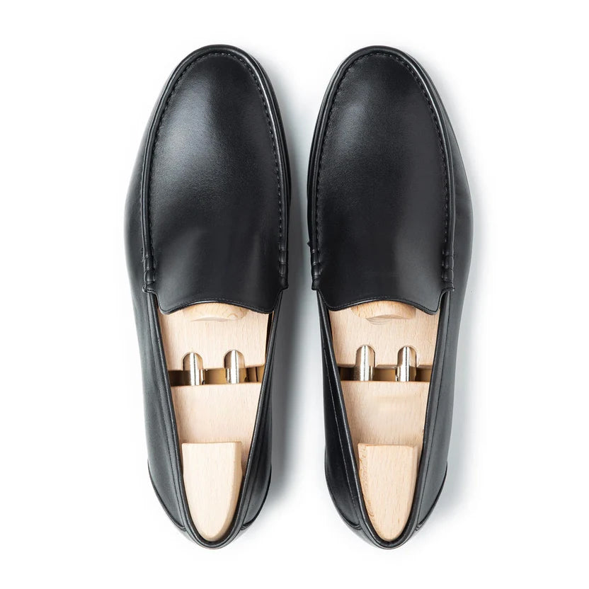 Black Leather Valero Penny Loafers