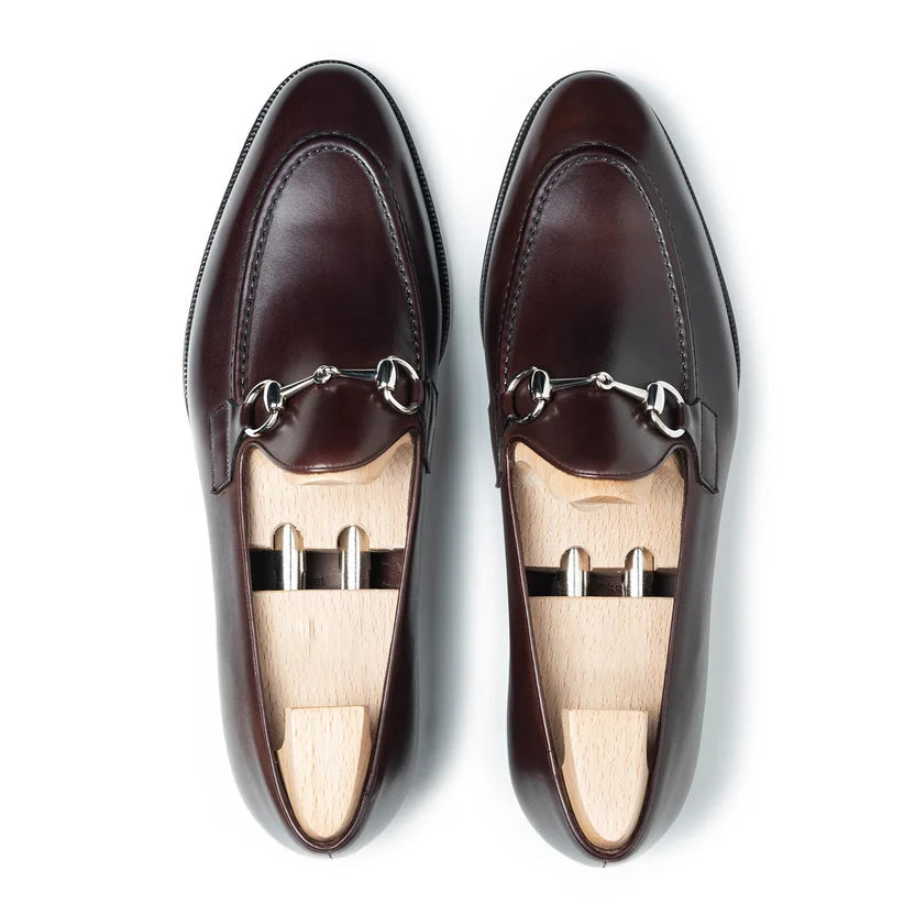 Dark Brown Leather Lorvello Horse Bit Loafers