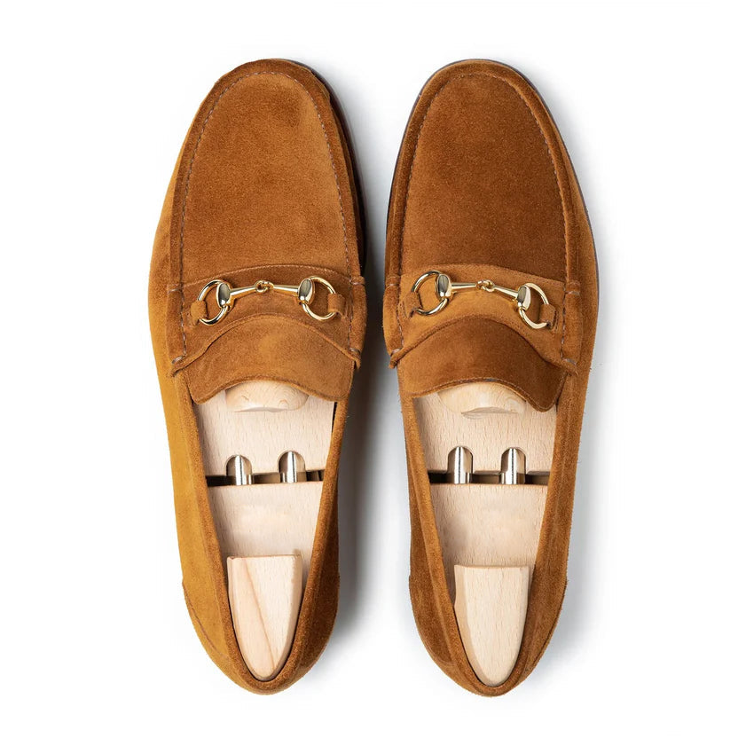 Tan Suede Zantino Horse Bit Loafers