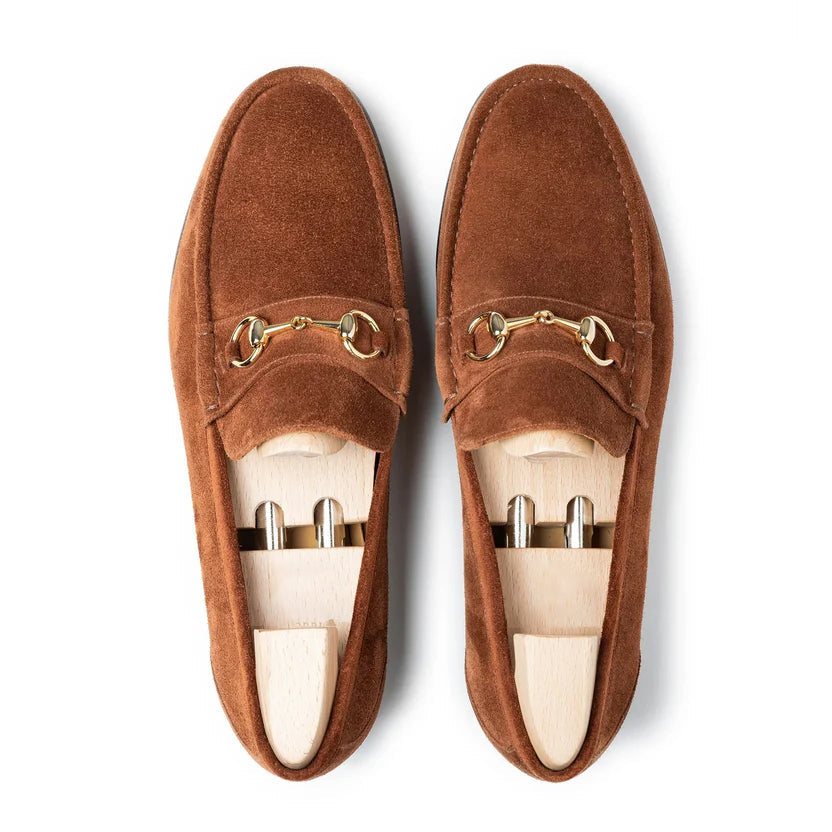 Brown Suede Orlento Horse Bit Loafers