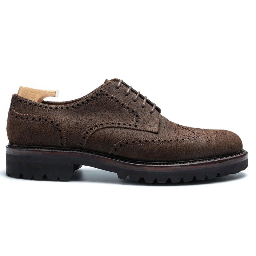 Brown Nubuck Orvento Brogue Derby Shoes