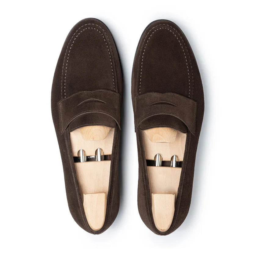 Brown Suede Varello Penny Loafers
