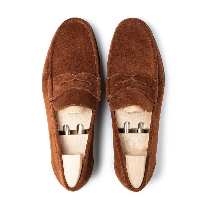 Brown Suede Marvello Penny Loafers