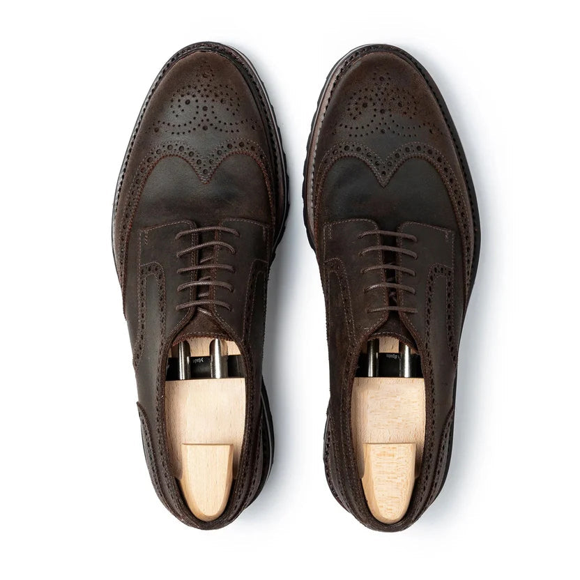 Brown Nubuck Orvento Brogue Derby Shoes