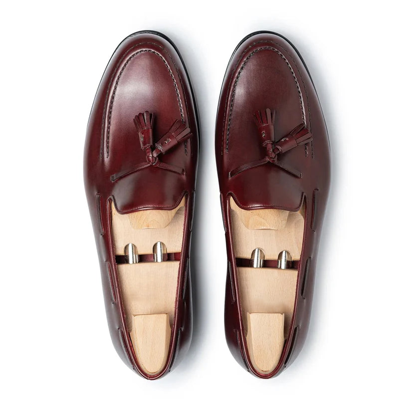 Burgundy Leather Mavero Tassel Loafers