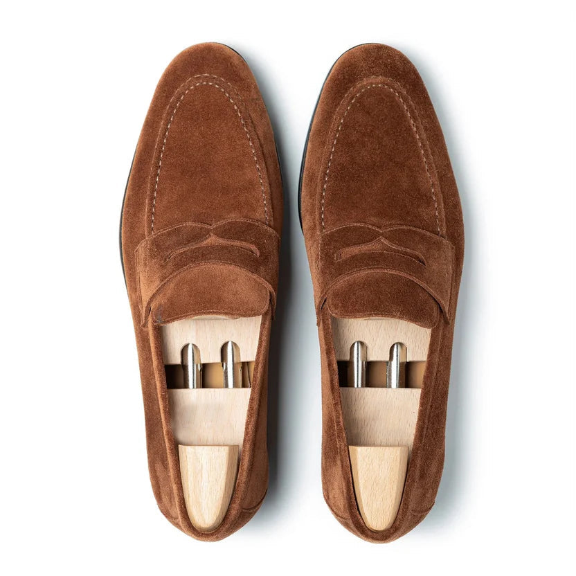 Brown Suede Virello Penny Loafers