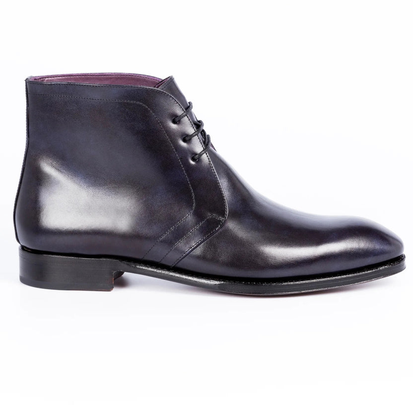 Navy Blue Leather Dorevan Chukka Boots