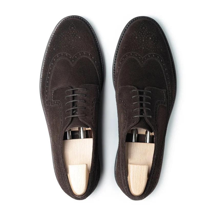 Dark Brown Suede Aviano Brogue Derby Shoes