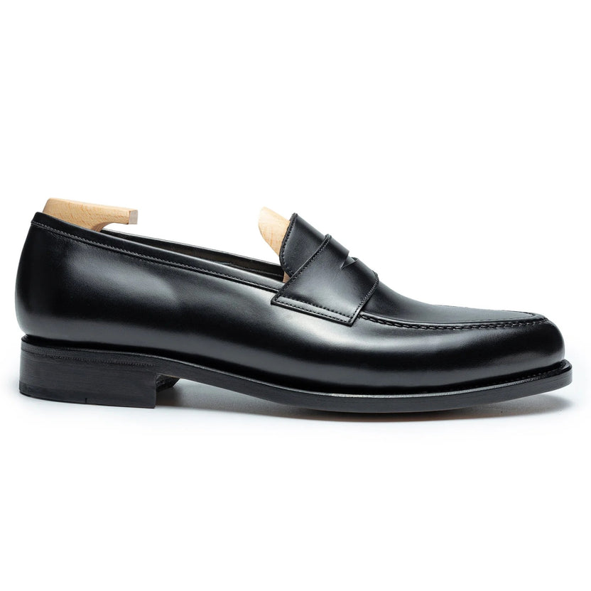 Black Leather Delvano Penny Loafers