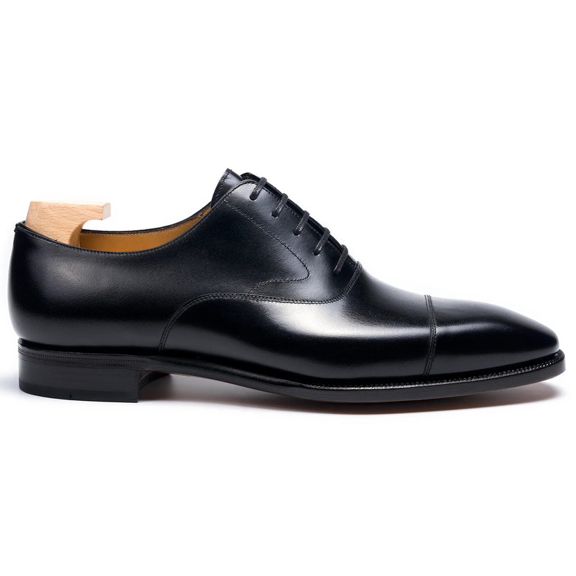 Black Leather Bellano Toe Cap Oxfords